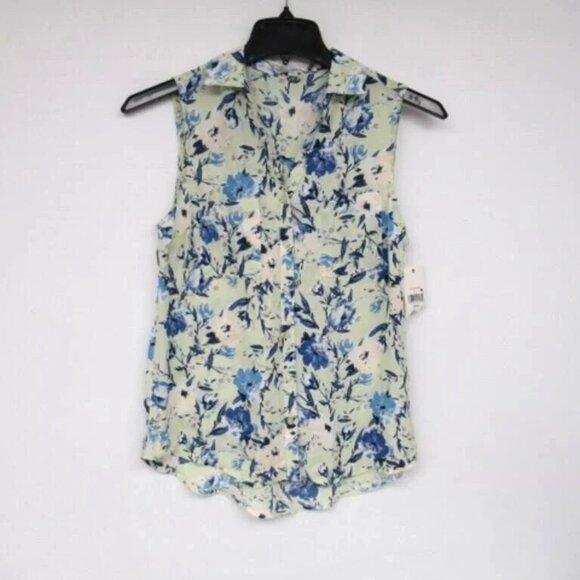 Ophelia Roe Flower Button Down Sleeveless Top Small - NEW - Picture 1 of 2